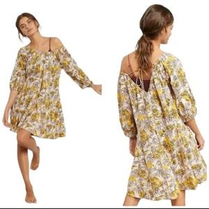 Anthropologie Daily Practice Mollie Floral Print Off Shoulder Tunic Dress Medium